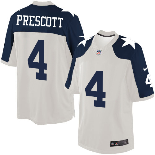 Youth Limited Dak Prescott Nike Jersey White Alternate - #4 Throwback NFL Dallas Cowboys